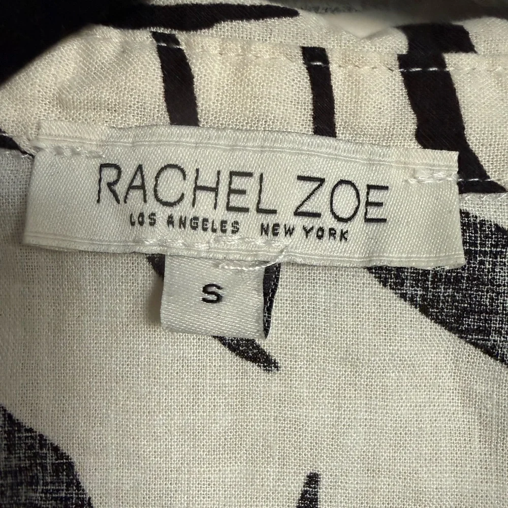 RACHEL ZOE Tie-Front Cropped Long Sleeve Linen Blend Top - Small - Picture 6 of 8